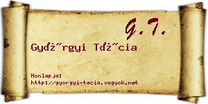 Györgyi Tácia névjegykártya